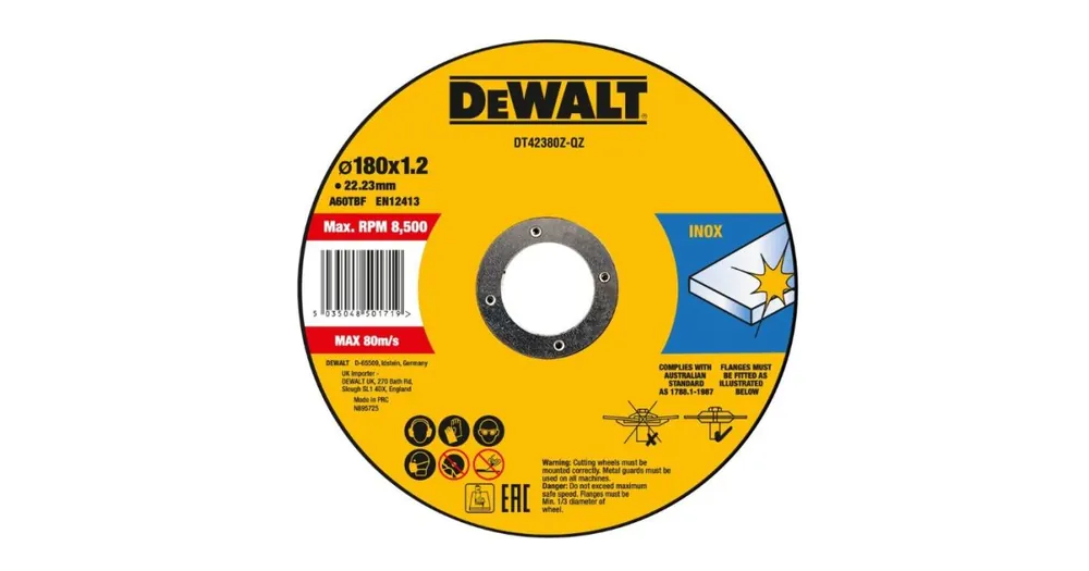 Solange Der Vorrat Reicht DeWALT Trennscheibe für Edelstahl INOX 180 x 6 x 22,23 mm DT42380Z