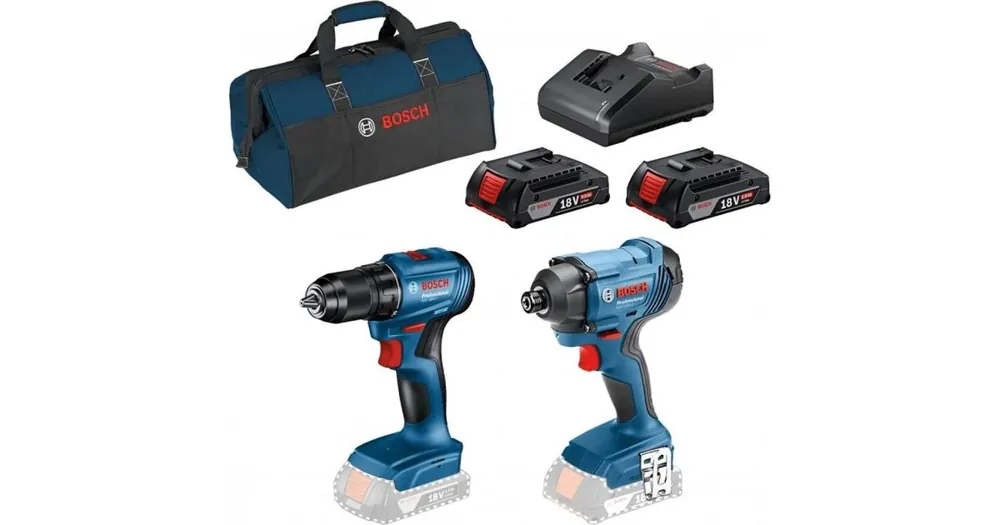 BOSCH 18V Akku-Werkzeugset (GDR + GSR + 2x 2 Ah Akkus, Ladegerät, Tasche) 0615990N3R Knallerangebot