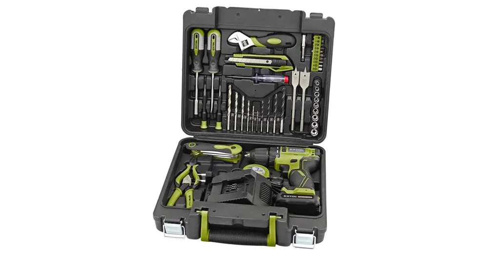 EXTOL Akku-Bohrschrauber, bürstenlos, 12 V Li-Ion mit Werkzeugen, 46-teiliges Set 422801 Sofort Bestellen