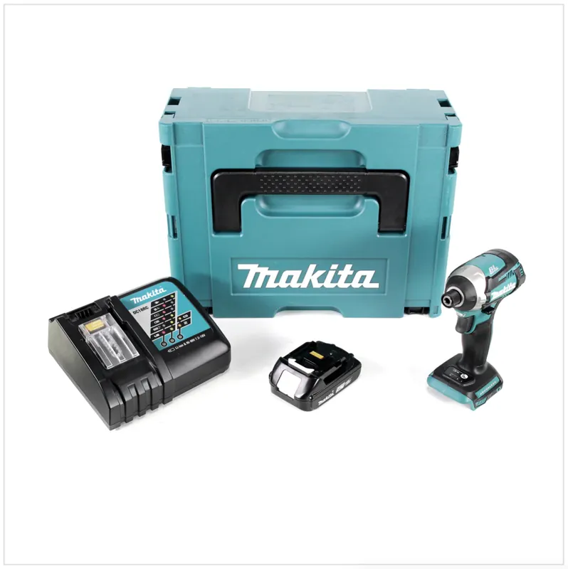 Super-Preis Makita DTD 154 RA1J Akku Schlagschrauber 18 V 175 Nm 1/4" Brushless + 1x Akku 2,0 Ah + Ladegerät + Makpac