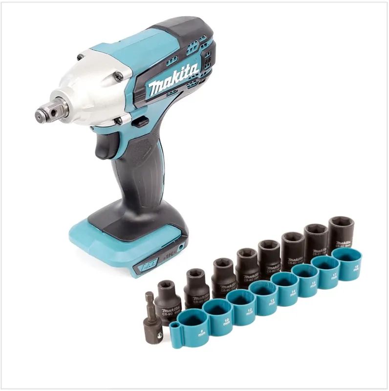 Makita DTW 190 Z 18V Li-ion Akku Schlagschrauber Solo + Makita B-54645 1/2" Steckschlüssel Satz 9-tlg. - ohne Akku, ohne Ladegerät Begrenztes Angebot