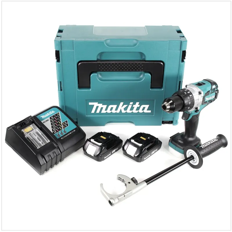 Makita DHP 481 RAJ Akku Schlagbohrschrauber 18 V 115 Nm Brushless + 2x Akku 2,0 Ah + Ladegerät + Makpac Ausverkauf