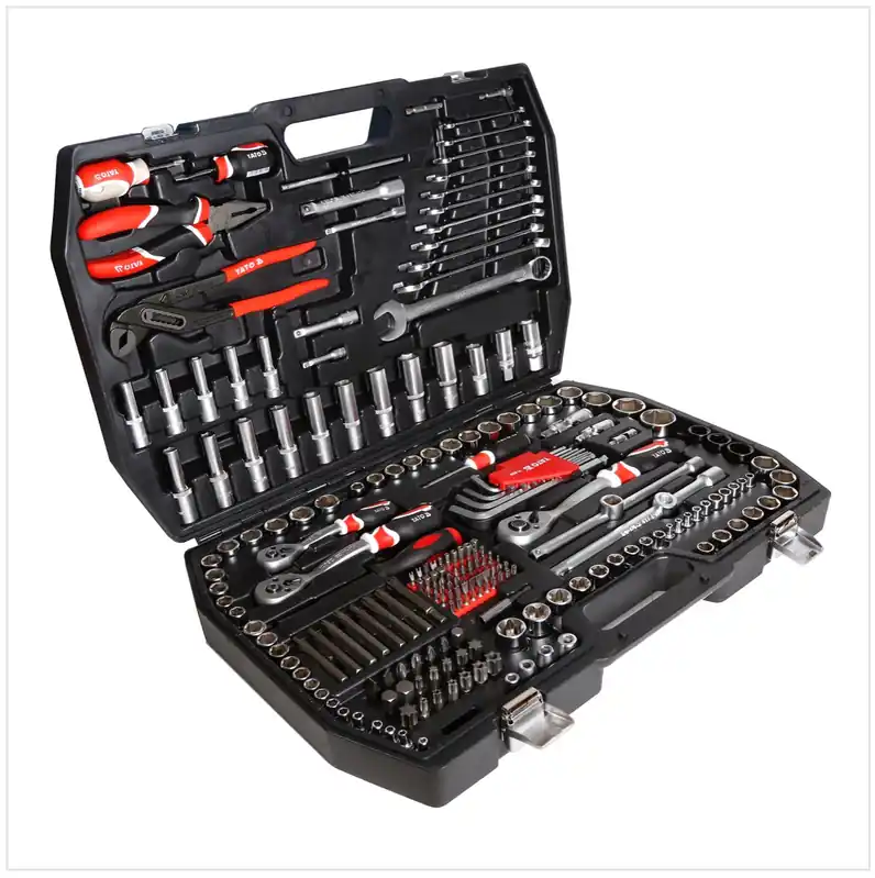 Sale Yato YT-3894 Werkzeugkasten Steckschlüssel Satz 216 tlg. mit Knarren 1/4" + 1/2" + 3/8" + 5/16" Aufnahme