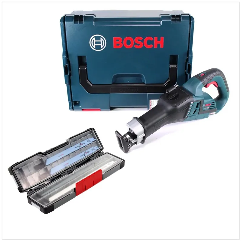 Bosch GSA 18V-32 Professional Akku Recipro- / Säbelsäge brushless Solo in L-Boxx ( 06016A8104 ) + Bosch Säbelsägeblätter Tough Box Wood Metal All-in-One bis 300 mm 20 tlg ( 2607010996 ) Highlight