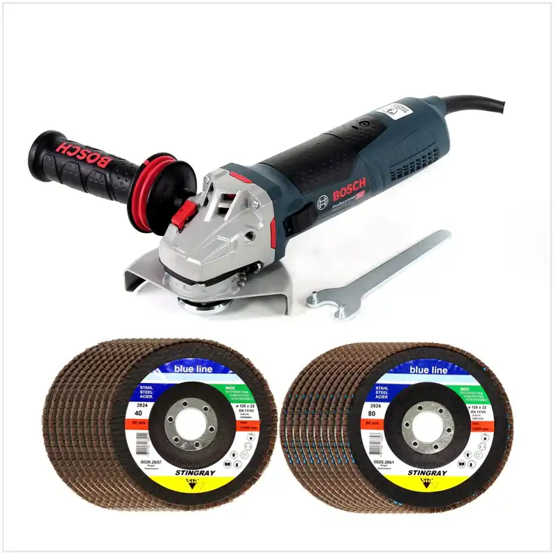 Bosch GWS 17-125 CI 1700 W Professional Winkelschleifer 125 mm + 20 x SIA Stingray Fächerscheibe Günstig