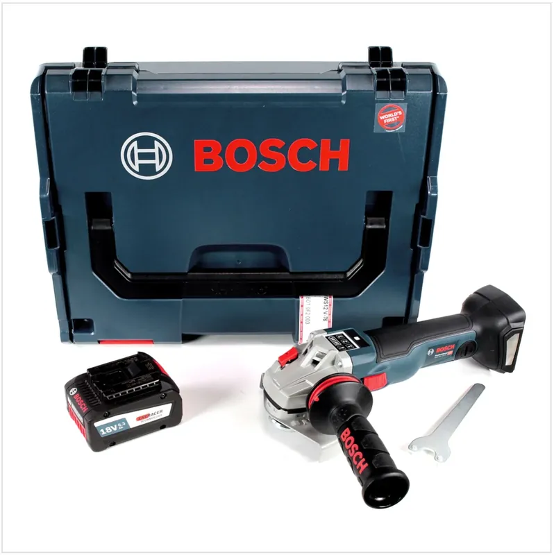 Preisreduziert Bosch GWS 18 V-125 SC Professional Akku Winkelschleifer 125mm brushless in L-Boxx mit 1x 6,3 Ah EneRacer Akku