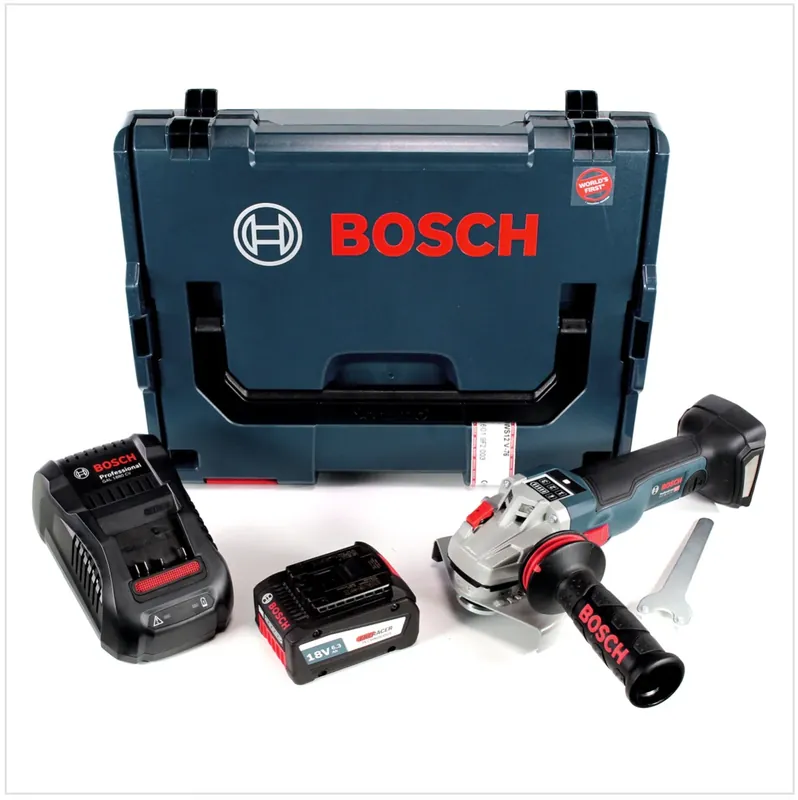 Sonderaktion Bosch GWS 18 V-125 SC Professional Akku Winkelschleifer 125mm brushless in L-Boxx mit 1x 6,3 Ah EneRacer Akku und GAL 1880 CV Ladegerät