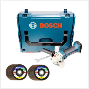 Rabatt Bosch GWS 18-125 V-LI Akku Winkelschleifer 18V 125mm + 20 x SIA Stingray Fächerscheibe + L-Boxx