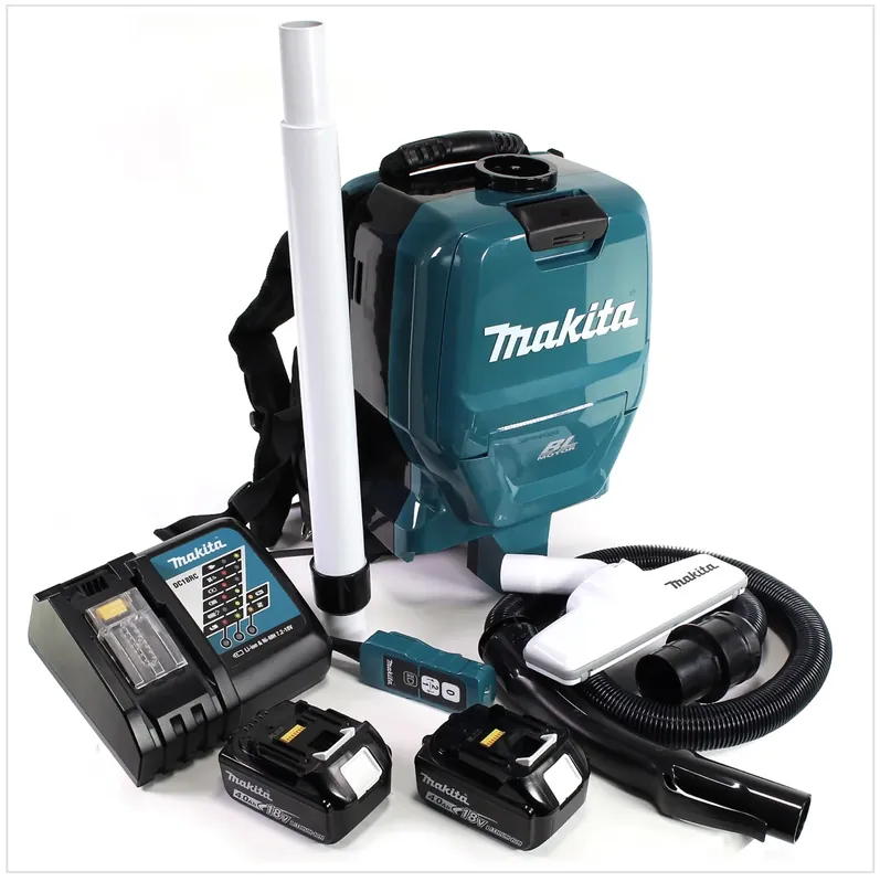Makita DVC 260 36V Akku Rucksack Staubsauger (2x 18V) Brushless mit 2x BL1840 B 4,0 Ah Akku und DC18RC Ladegerät Nur Für Kurze Zeit