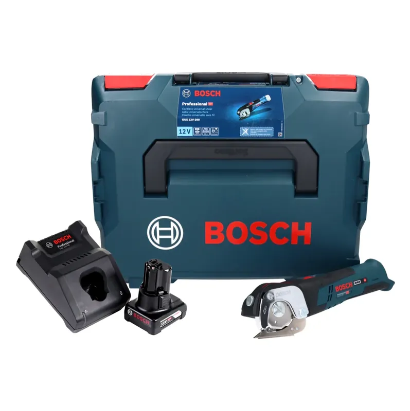 Bosch GUS 12V-300 Professional Akku Universalschere 12 V + 1x Akku 6,0 Ah + Ladegerät + L-Boxx Markenware