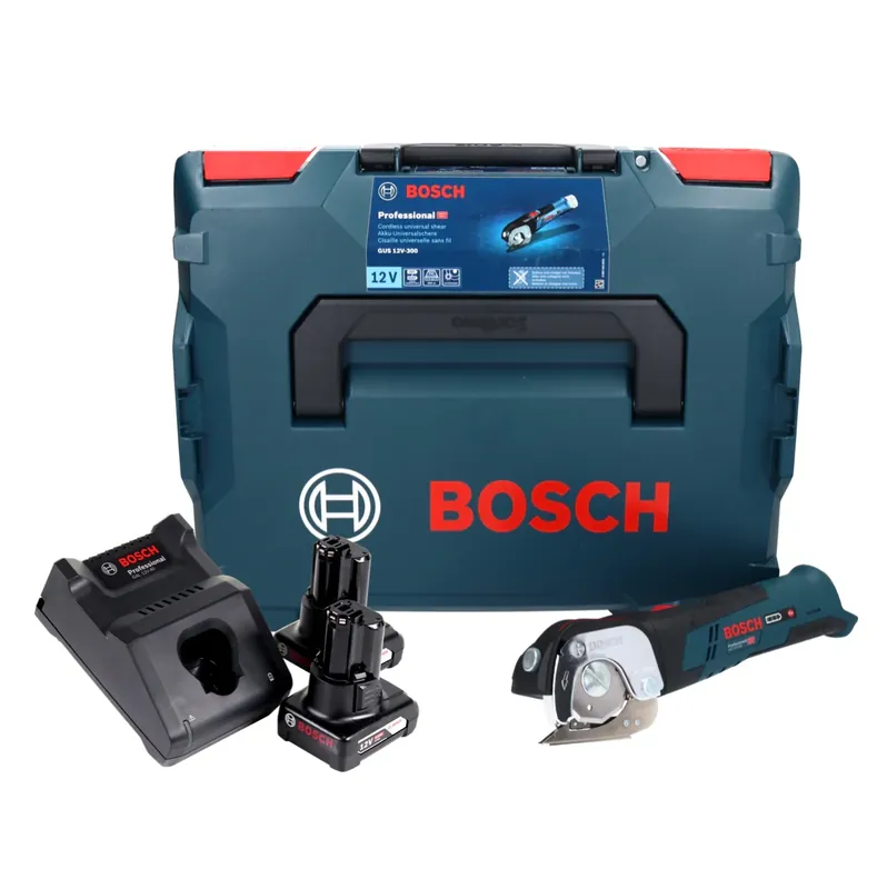Ausverkauf Bosch GUS 12V-300 Professional Akku Universalschere 12 V + 2x Akku 6,0 Ah + Ladegerät + L-Boxx