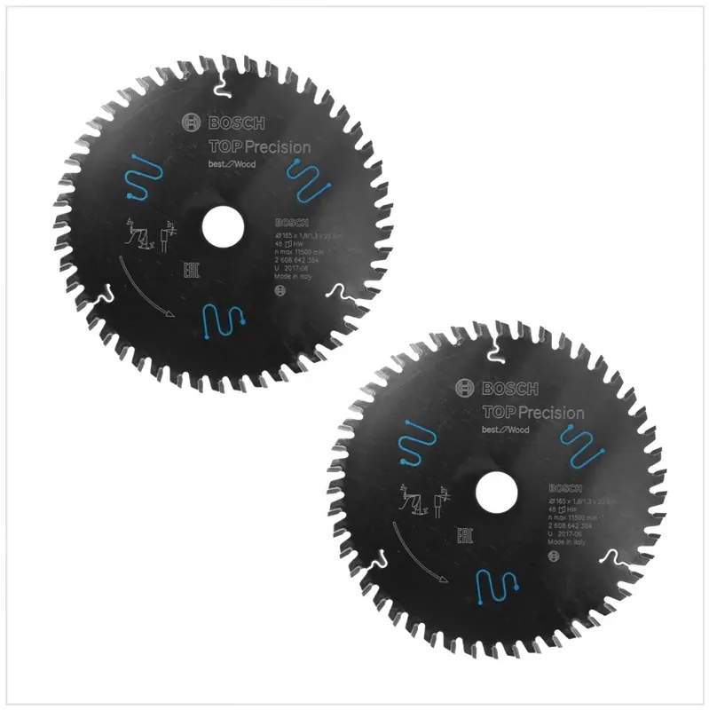 Rabatt Bosch Pro Kreissägeblatt Top Precision Best for Wood zum Sägen in Holz für Tauch- und Handkreissägen 2er Pack (Ø 165 mm) 2608642384