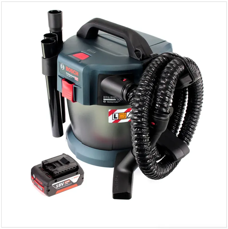 Geprüft Bosch GAS 18V-10 L Professional Li-Ion Akku Staubsauger Nass- und Trockensauger + 1x GBA 4,0 Ah Akku, ohne Ladegerät