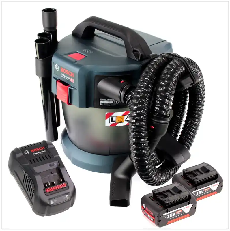 Bosch GAS 18V-10 L Professional Li-Ion Akku Staubsauger Nass- und Trockensauger + 2x GBA 4,0 Ah Akku + GAL 1880 CV Ladegerät Echt