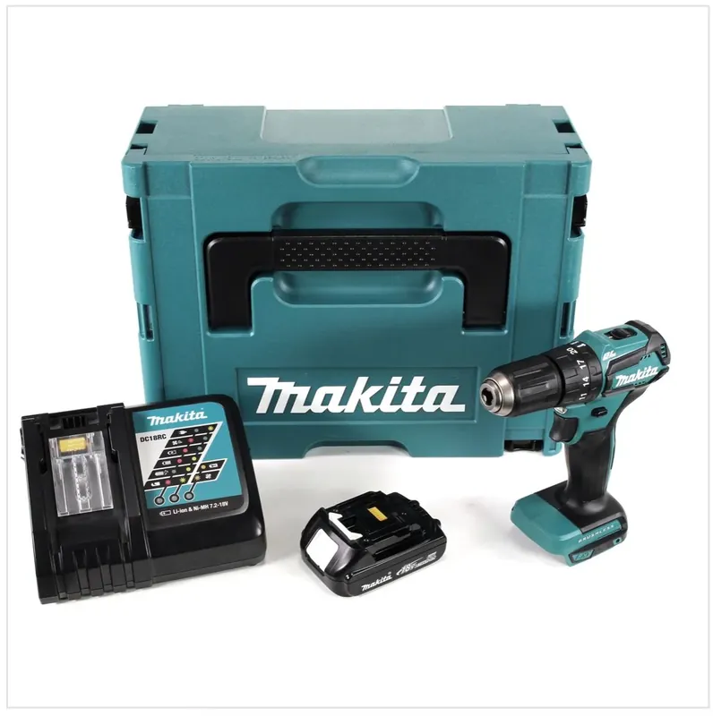 Top-Preis Makita DHP 483 Y1J-D Akku Schlagbohrschrauber 18V 40Nm im Makpac + 1x 1,5 Ah Akku + Ladegerät