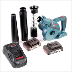 Letzte Chance Bosch GBL 18 V-120 Akku Gebläse Laubbläser mit 2x Bosch GBA 18V 2,0 Ah Akku + GAL 1880 CV Ladegerät