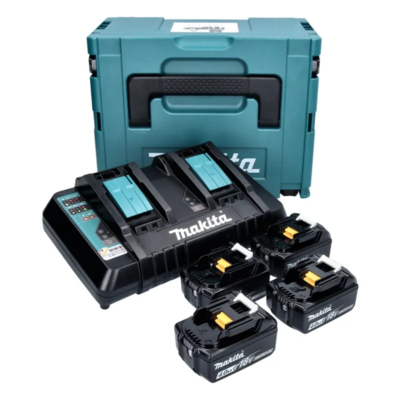 Makita Power Source Kit 18 V mit 4x BL 1840 B Akku 4,0 Ah + DC 18 RD Doppelladegerät ( 197503-4 ) + Makpac Nur Für Kurze Zeit