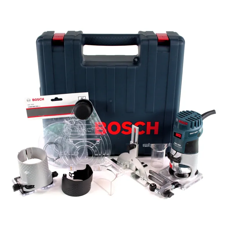 Bosch GKF 600 KIT Professional Kanten Fräse im Koffer mit Zubehör Set ( 060160A101 ) Geprüft