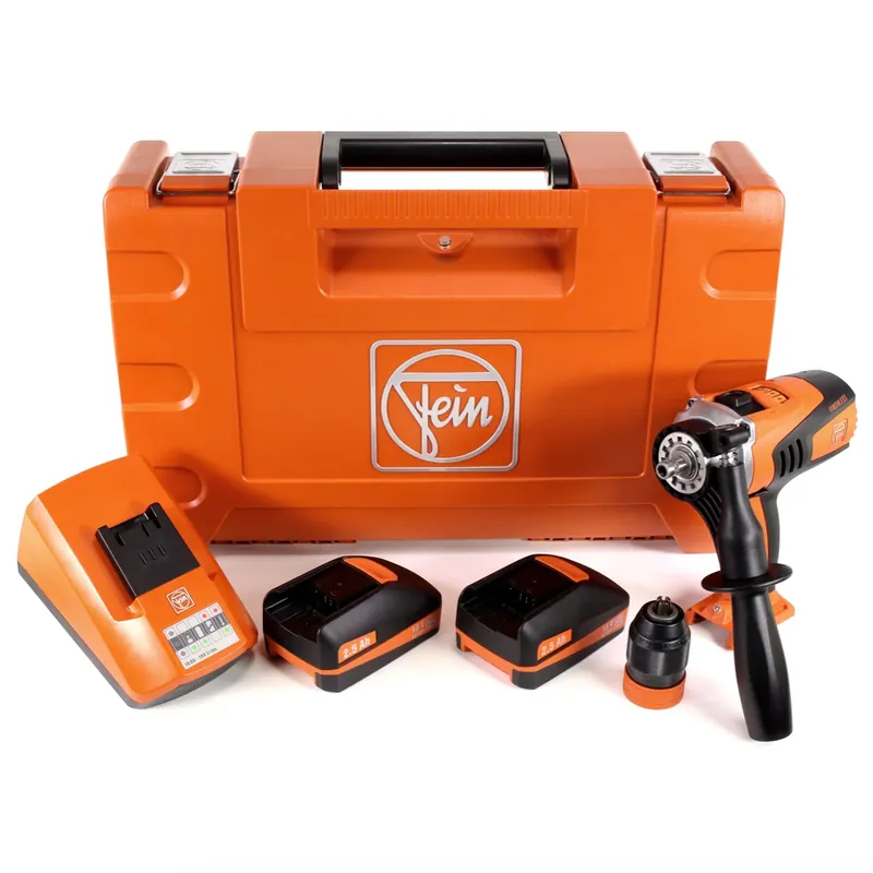 FEIN ASCM 18 QMC 4-Gang Brushless Li-Ion Akku Bohr Schrauber im Transportkoffer + 2x 2,5 Ah Akku + ALG 50 Schnellladegerät Kracherpreis