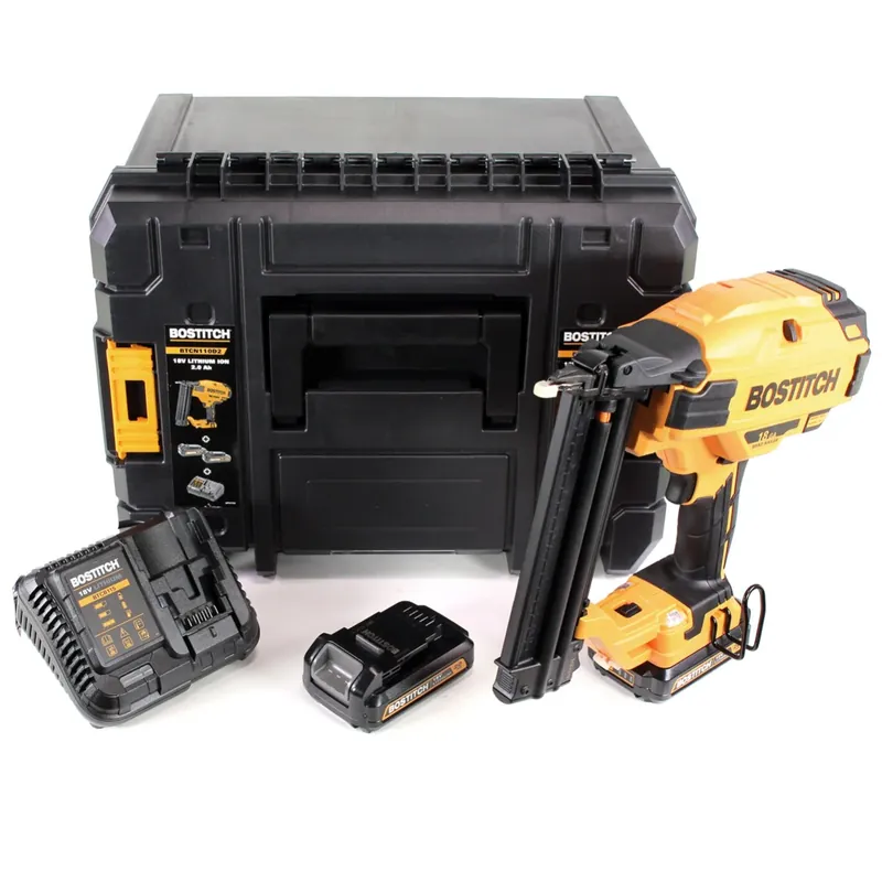 Bostitch BTCN 110 D2 Brushless 18 V Akku 18GA Stiftnagler mit 2 x 2,0 Ah Akku + Ladegerät in TStak VI Box Ausverkauf