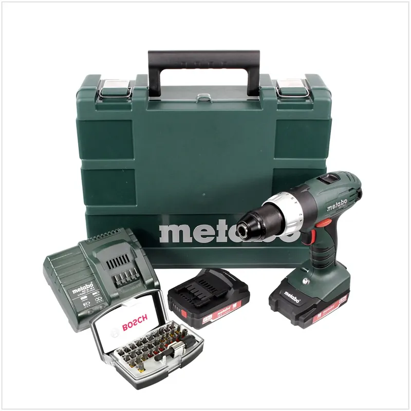 Preiswert Metabo SB 18 Li 18 V Akku Schlagbohrschrauber + 2x 2,0 Ah Akku + Ladegerät + 32 tlg. Bitset