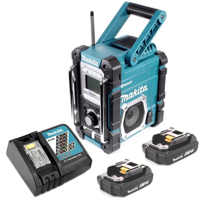 Makita Radio DMR 106 RA Akku Baustellen Radio 7,2 - 18 V + 2x Akku 2,0 Ah + Ladegerät Günstig