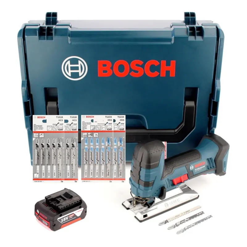 Solange Der Vorrat Reicht Bosch GST 18 V-LI S Akku Stichsäge 18V + 1x Akku 5,0Ah + 20x Stichsägeblätter Holz/Metall + L-Boxx - ohne Ladegerät