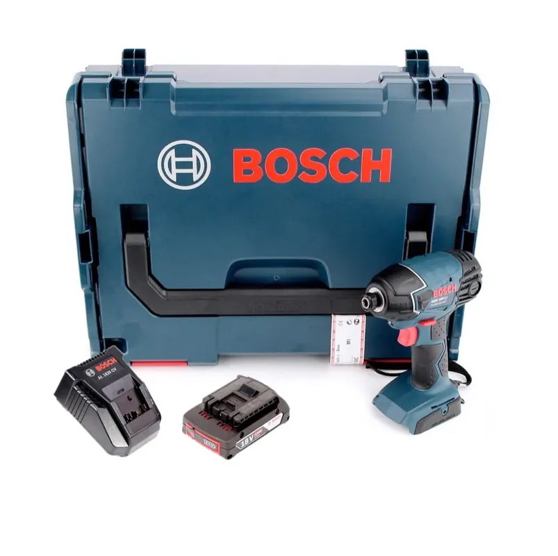 Markenprodukt Bosch GDR 18 V-LI 18 V Akku Drehschlagschrauber in L-Boxx + 2,0 Ah Akku + AL 1820 CV Ladegerät