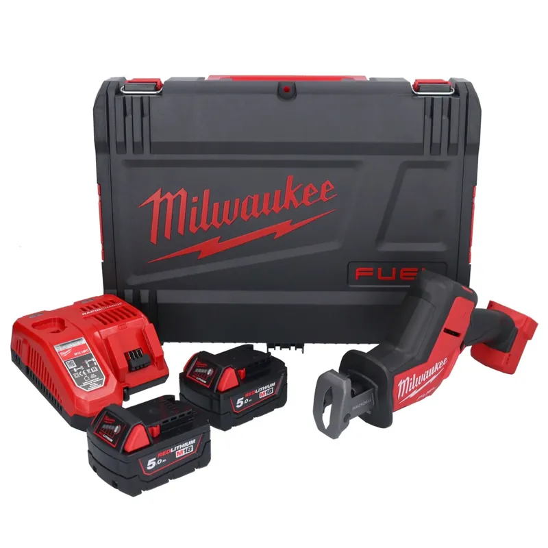 Milwaukee M18 FHZ-502X Akku Säbelsäge 18 V 22 mm Brushless ( 4933459885 ) + 2x Akku 5,0 Ah + Ladegerät + HD Box Abverkauf
