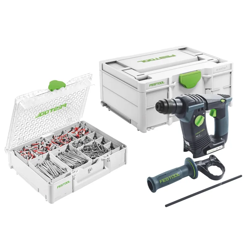 Festool BHC 18 Basic Akku Bohrhammer 18 V 25 Nm 1,8 J SDS Plus Brushless ( 576511 ) + 650 tlg. Schrauben und Dübel + Systainer - ohne Akku, ohne Ladegerät Knallerangebot