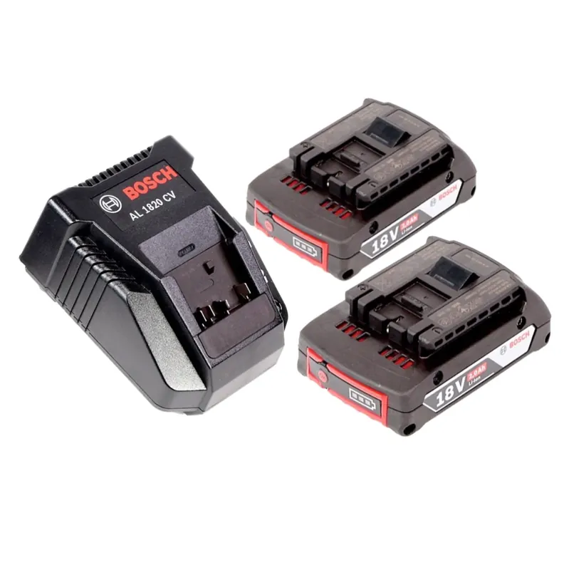 Finale Aktion Bosch Akku Set mit 2 x GBA 2 Ah Akku und Ladegerät AL 1820 CV für 14,4 V - 18 V Li-Ion