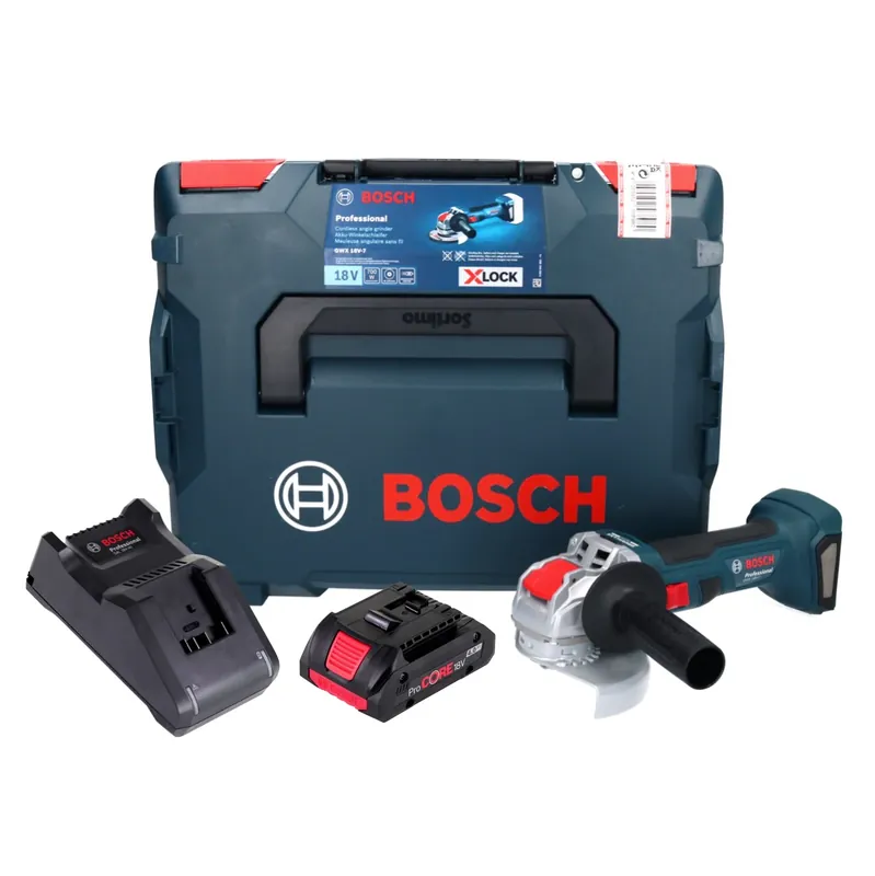 Top-Preis Bosch GWX 18V-7 Professional Akku Winkelschleifer 18 V 125 mm Brushless X-LOCK + 1x ProCORE Akku 4,0 Ah + Ladegerät + L-Boxx