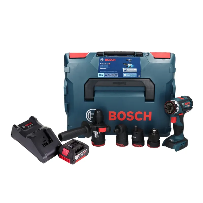Bosch GSR 18V-60 FC Professional Akku Bohrschrauber 18 V 60 Nm Brushless + 1x Akku 4,0 Ah + Ladegerät + Aufsätze + L-Boxx Finale Aktion