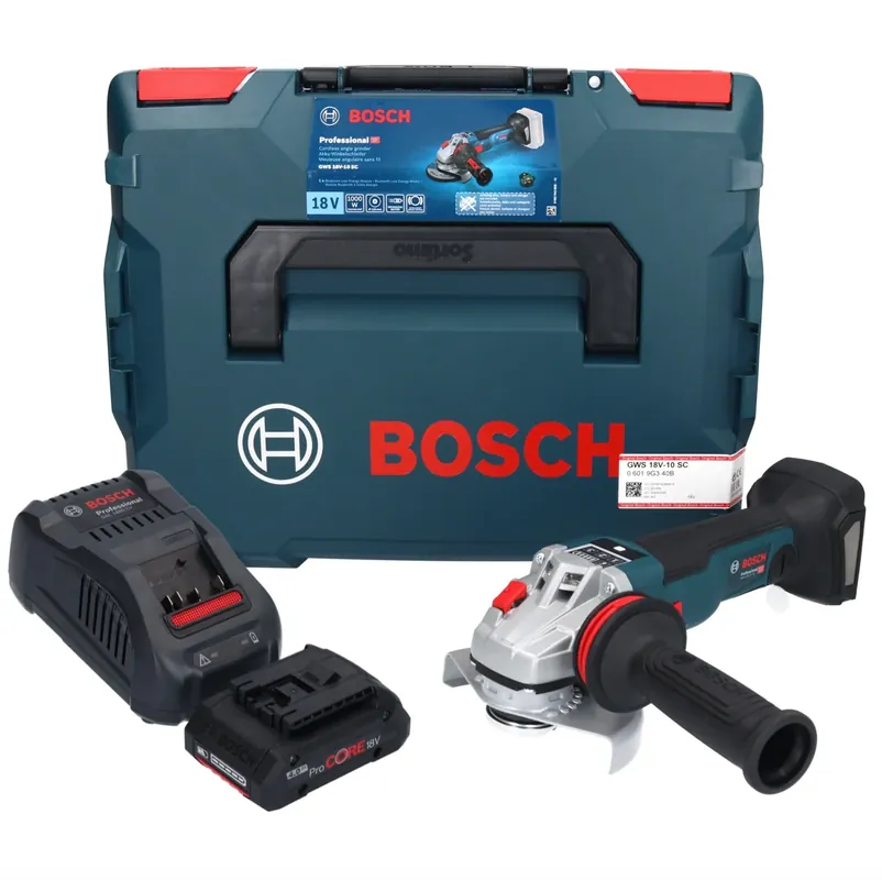 Billig Bosch GWS 18V-10 SC Akku Winkelschleifer 18 V 125 mm Brushless + 1x ProCORE Akku 4,0 Ah + Ladegerät + L-Boxx