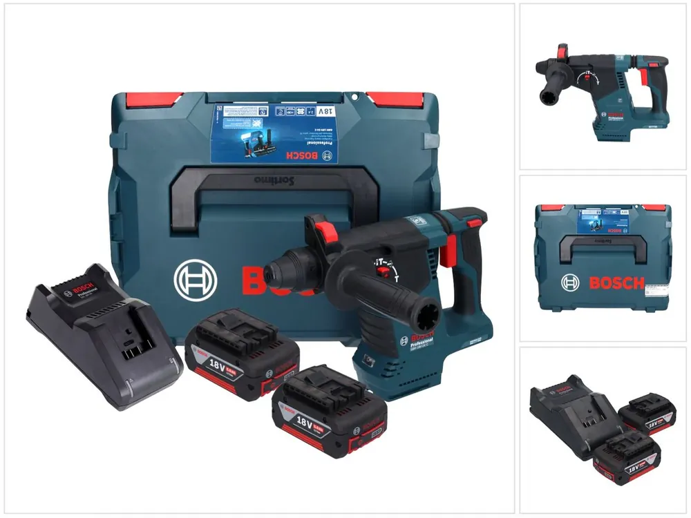 Garantierte Lieferung Bosch GBH 18V-24 C Professional Akku Bohrhammer 18 V 2,4 J Brushless SDS plus + 2x Akku 5,0 Ah + Ladegerät + L-BOXX