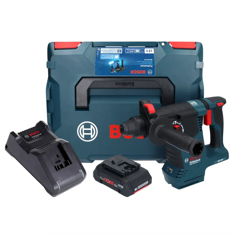 Bosch GBH 18V-24 C Professional Akku Bohrhammer 18 V 2,4 J Brushless SDS plus + 1x ProCORE Akku 4,0 Ah + Ladegerät + L-BOXX Expressversand