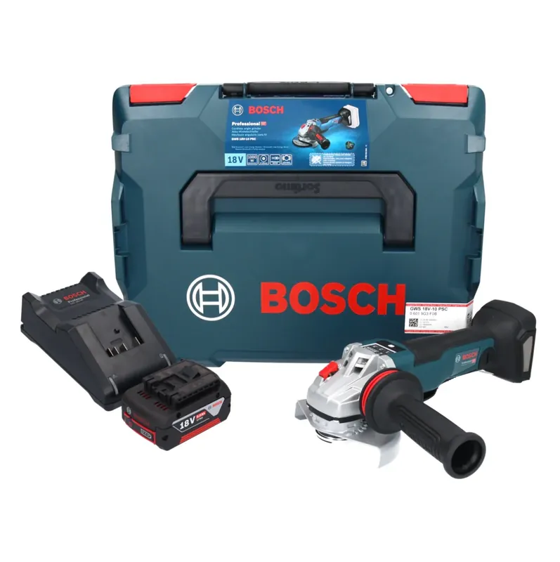 Bosch GWS 18V-10 PSC Professional Akku Winkelschleifer 18 V 125 mm Brushless + 1x Akku 5,0 Ah + Ladegerät + L-Boxx Top-Seller
