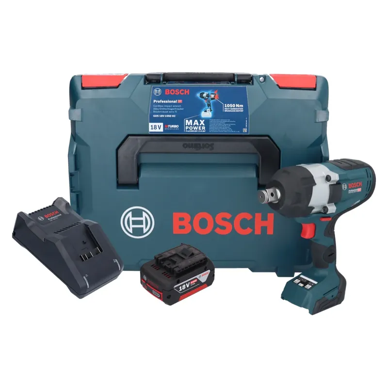 Bosch GDS 18V-1050 HC Akku Drehschlagschrauber 18 V 1050 Nm BITURBO Brushless + 1x Akku 5,0 Ah + Ladegerät + L-Boxx Nur Für Kurze Zeit