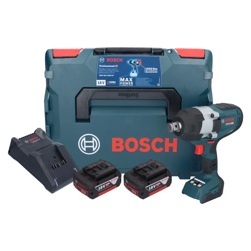 Super-Preis Bosch GDS 18V-1050 HC Akku Drehschlagschrauber 18 V 1050 Nm BITURBO Brushless + 2x Akku 5,0 Ah + Ladegerät + L-Boxx