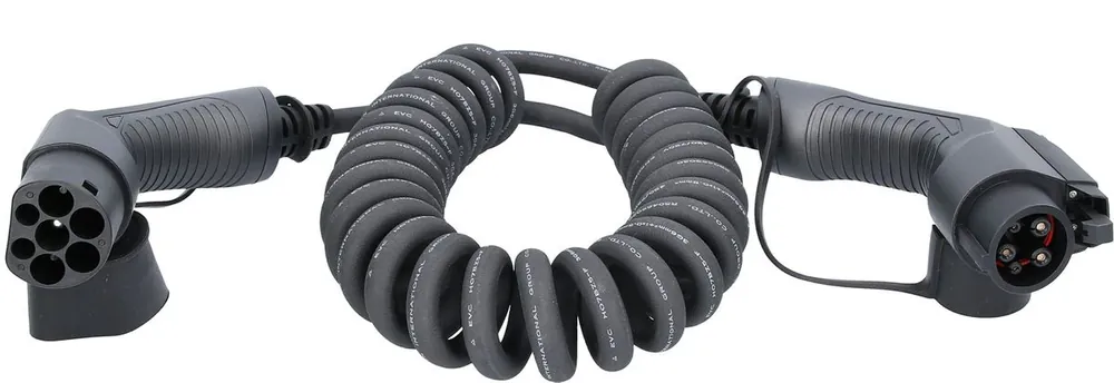 KS TOOLS efuturo Spiralladekabel Typ 2 auf Typ 1 Stecker, 1 Phase, bis zu 7,4 kW, 32 A, 230 V, Mode 3, 5 Meter ( 117.7330 ) Beliebt