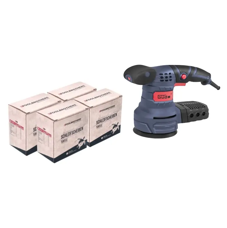 Güde EXS 125 E Exzenterschleifer 380 Watt 125 mm ( 58130 ) + 4x Toolbrothers TURTLE Schleifset Zertifiziert