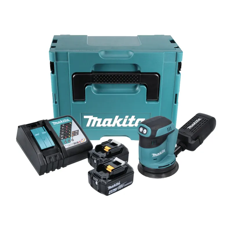 Makita DBO 180 RMJ Akku Exzenterschleifer 18 V 125 mm + 2x Akku 4,0 Ah + Ladegerät + Makpac Saisonangebot