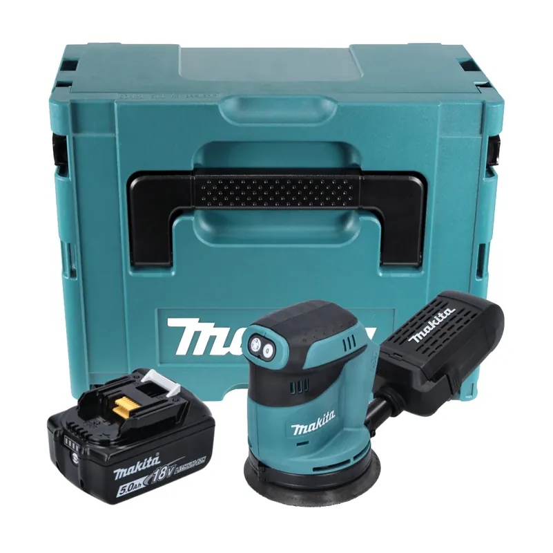 Makita DBO 180 T1J Akku Exzenterschleifer 18 V 125 mm + 1x Akku 5,0 Ah + Makpac - ohne Ladegerät Saisonangebot