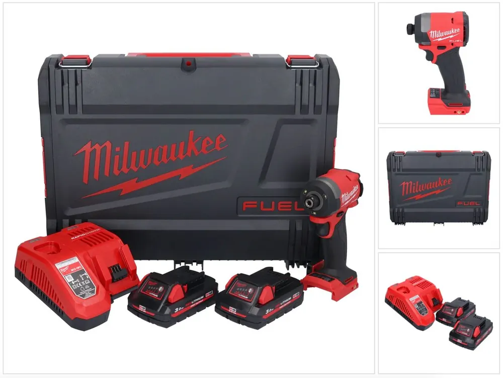 Milwaukee M18 FID3-302X Akku Schlagschrauber 18 V 1/4" 226 Nm Brushless + 2x Akku 3,0 Ah + Ladegerät + HD Box Kracherpreis