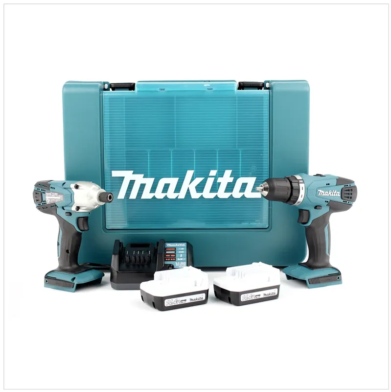 Makita DK 1497 Kombi-Set 14 V mit DF 347 Bohrschrauber + TD 126 Schlagschrauber + 2 x BL 1413 G Akkus + DC18WA Lader + Koffer Preisreduziert