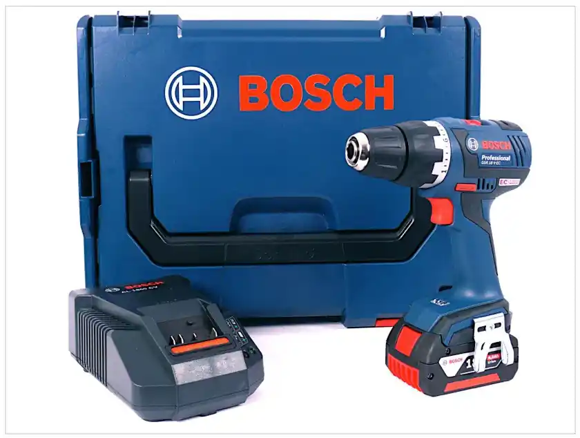 Sonderaktion Bosch GSR 18 V-EC Akku-Bohrschrauber im Transportkoffer mit 1 x 4 Ah Bosch Akku und Ladegerät