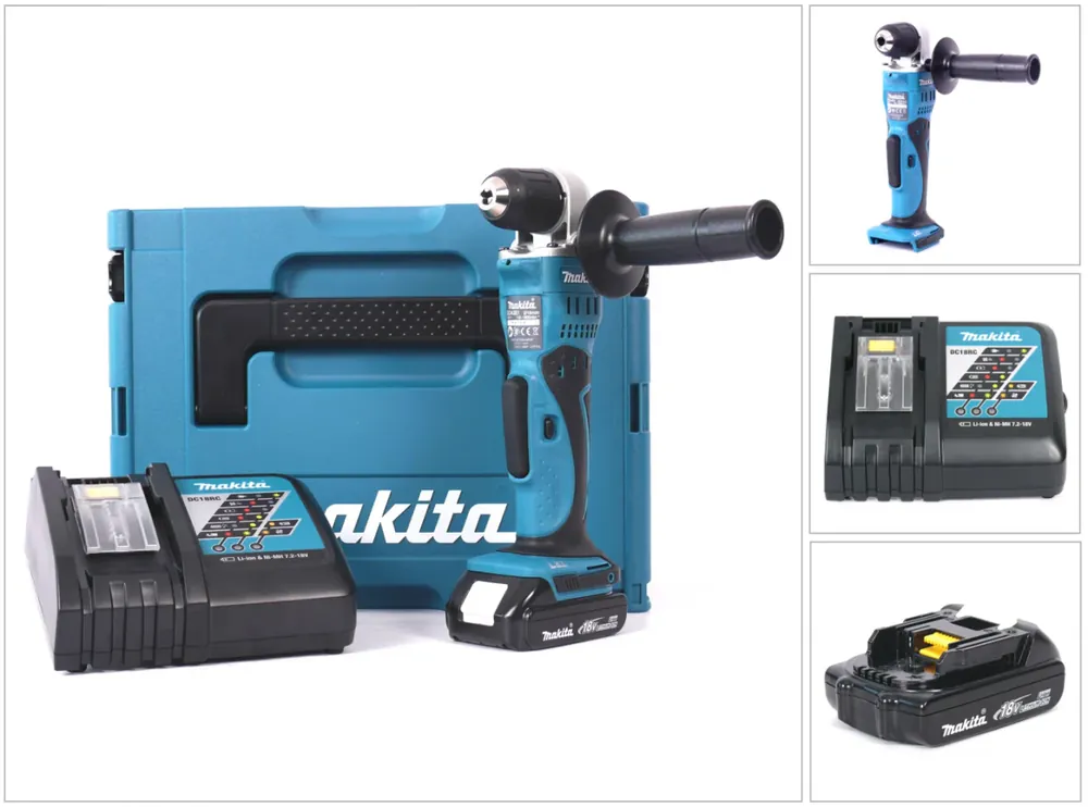 Preis Gesenkt Makita DDA 351 RY1J Akku Winkelbohrmaschine 18V 13,5Nm + 1x Akku 1,5Ah + Ladegerät + Makpac