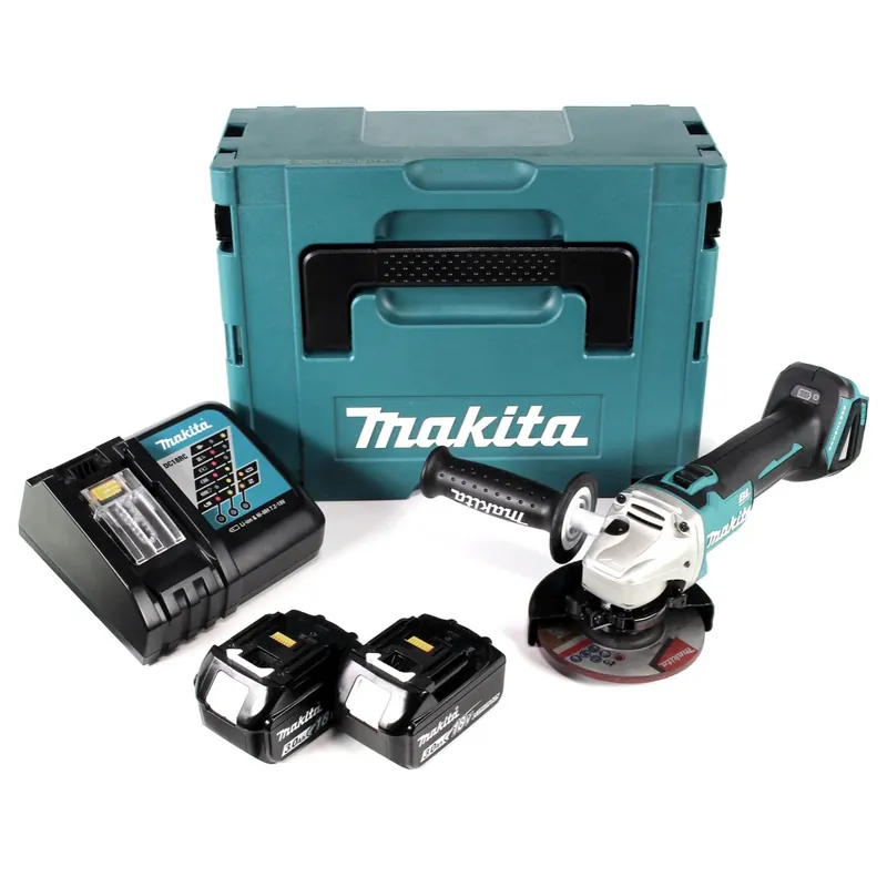 Bestpreis Makita DGA 504 RFJ Akku Winkelschleifer 18V 125mm Brushless + 2x Akku 3,0Ah + Ladegerät + Makpac