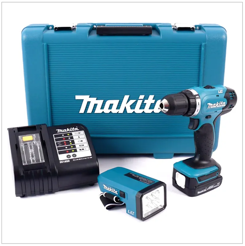 Makita DDF 343 RHJ - 1L 14,4V Akku Bohrschrauber mit 1x 1,5 Ah Akku, Ladegerät, BML 146 Lampe im Makita Koffer Finale Aktion