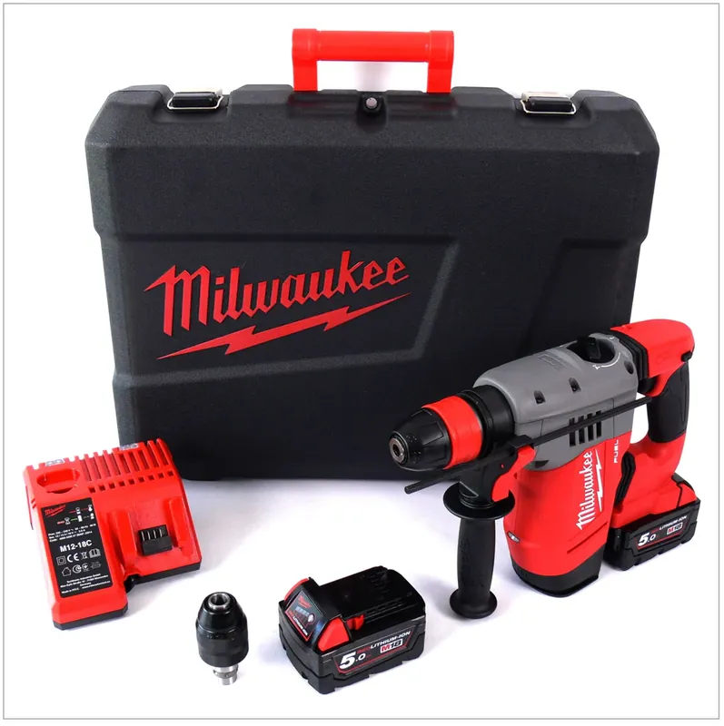 Milwaukee M18 CHPX-502C FUEL Brushless Akku Bohrhammer mit 2 x 5 Ah Akku, Lader, Koffer Expressversand